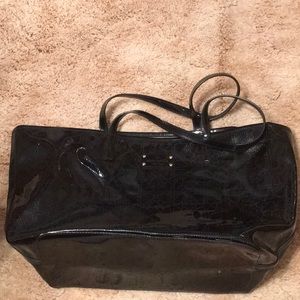 Kate Spade New York Black shiney Tote. 20” x 11 1/2” x 6 1/2”.